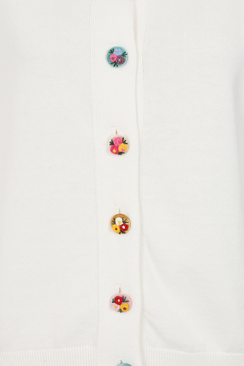 Alice Collins 036S170 Daphne White Flower Button Cardigan