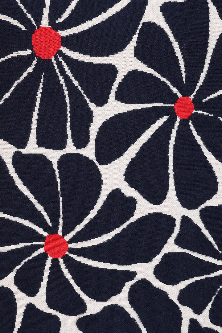 Alice Collins 036S190 Daisy Wild Oat Rich Navy Boat Neck Jumper