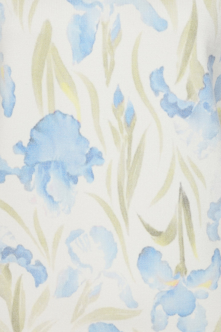 Alice Collins 036S539 Crocus White Sky Floral Print V-Neck Jumper