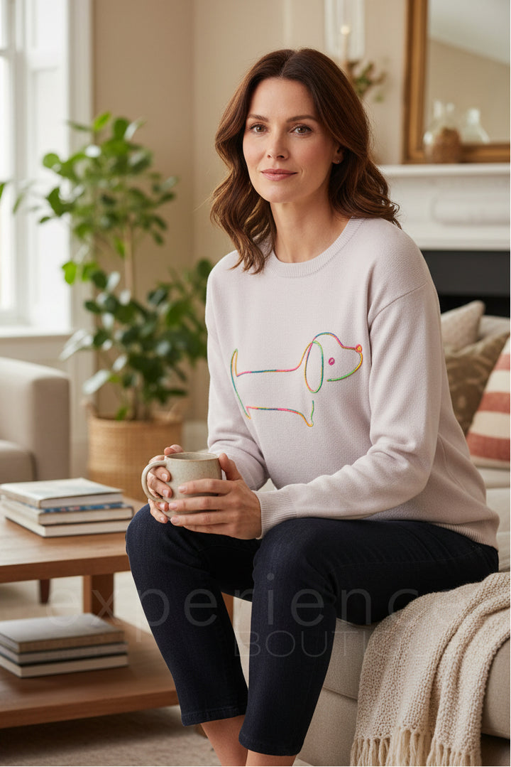 Alice Collins 036S548 Pebble Beige Sausage Dog Jumper