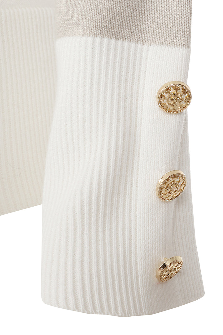 Alice Collins 036S632 Jemima White Pebble Taupe Stripe Jumper