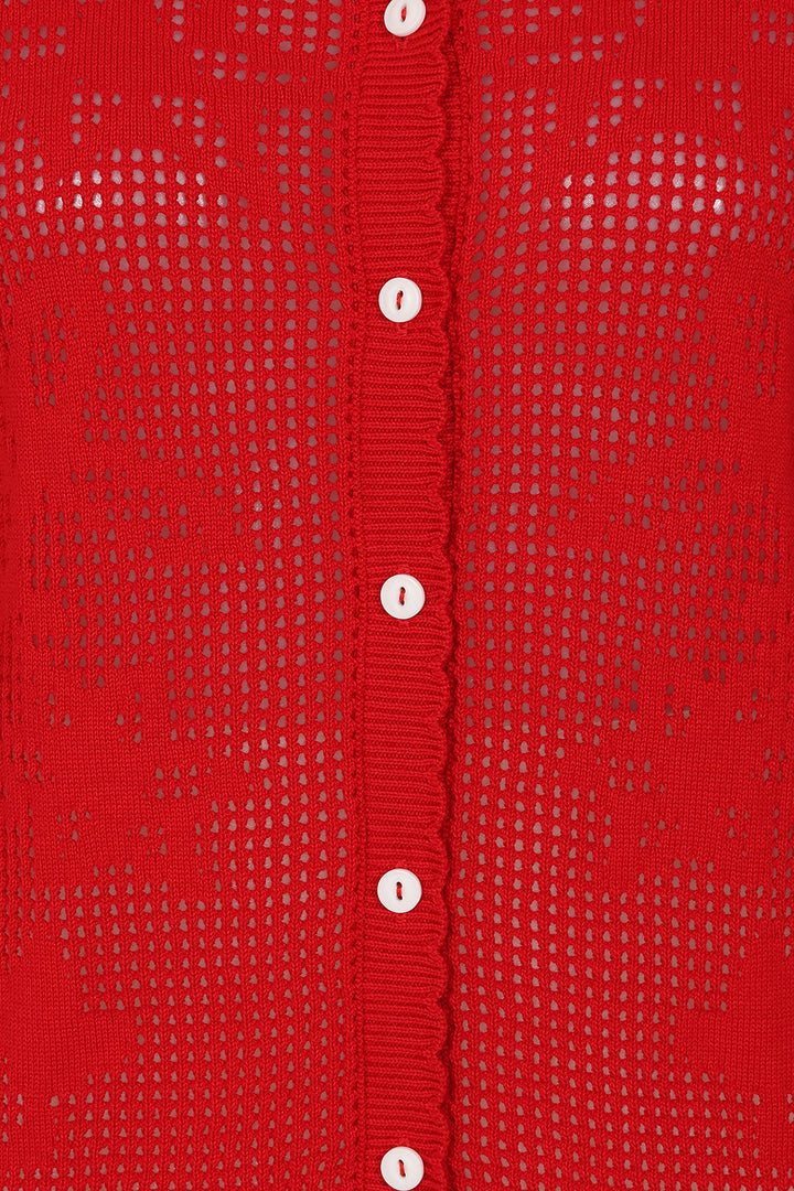 Alice Collins 036S802 Selina Red Mesh Knit Cardigan