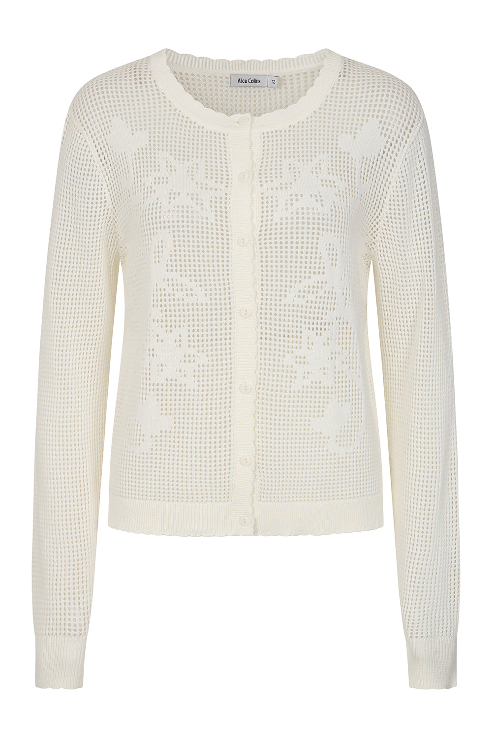 Alice Collins 036S802 Selina Wild Oat Cream Mesh Knit Cardigan