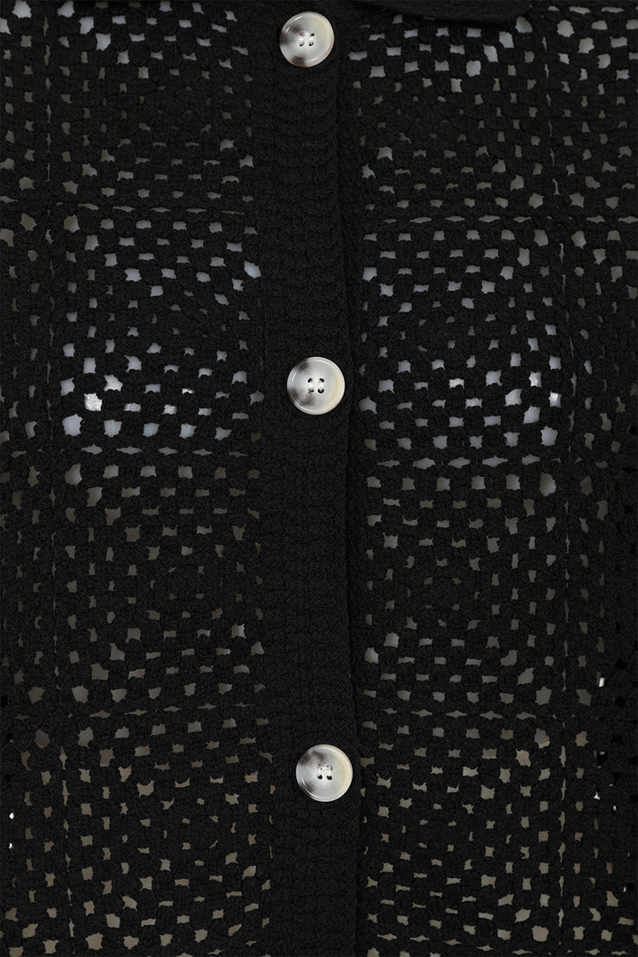 Alice Collins Cardigan Nadia Crochet Black 034S142 - Experience Boutique