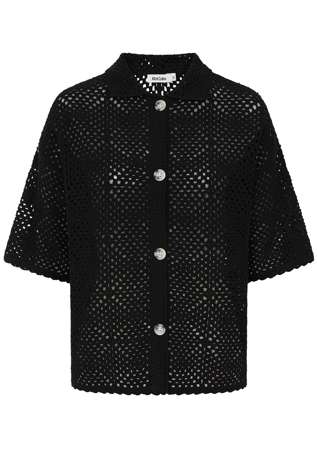 Alice Collins Cardigan Nadia Crochet Black 034S142 - Experience Boutique