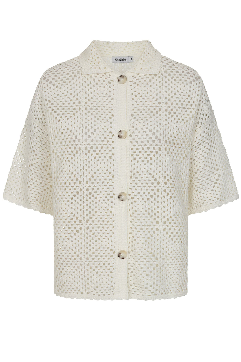Alice Collins Cardigan Nadia Crochet Wild Oat White 034S142 - Experience Boutique