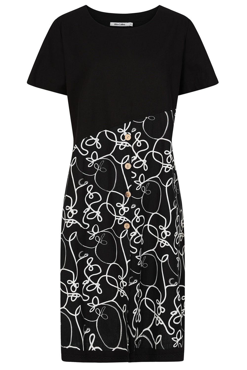Alice Collins Dress Alaia Swirl Print Black 034S340 - Experience Boutique