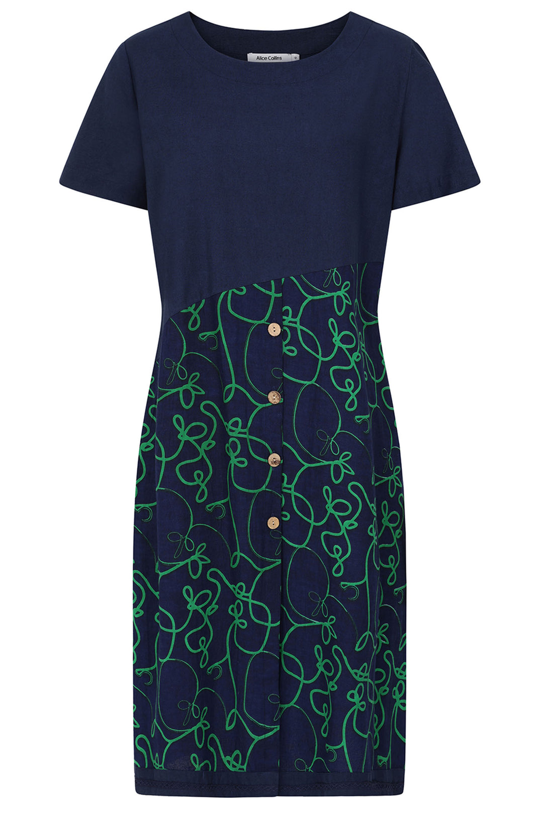 Alice Collins Dress Alaia Swirl Print Midnight Blue 034S340