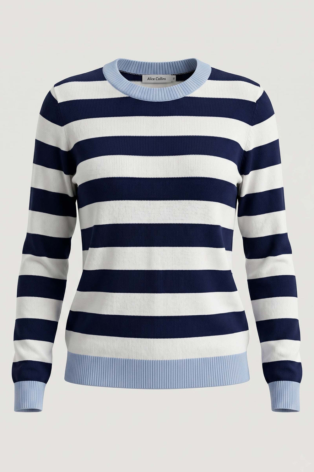 Alice Collins Etta Blue Smoke/Rich Navy Stripe Jumper 037A057, front packshot