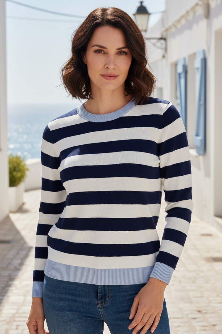 Alice Collins Etta Blue Smoke/Rich Navy Stripe Jumper 037A057