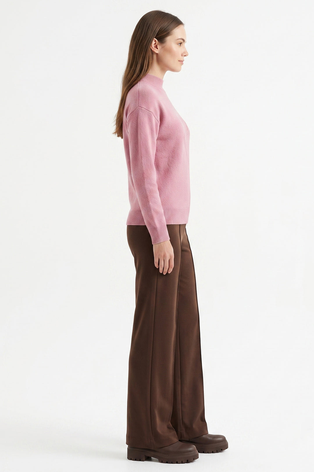 Alice Collins Hannah Raspberry Sorbet Pink Jumper 037A065, side view worn