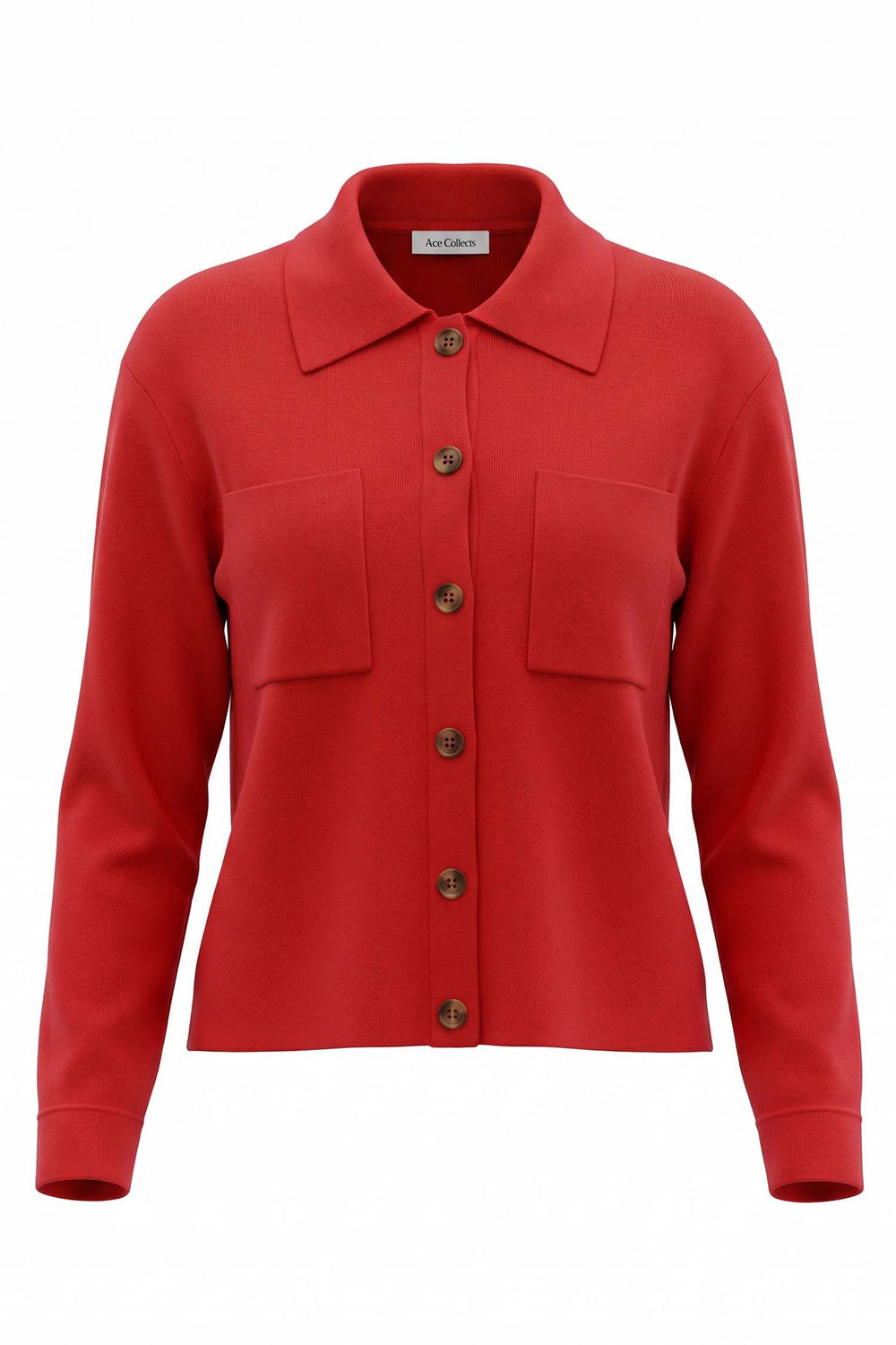 Alice Collins Ines Ruby Red Wool Cardigan 037A130, front packshot