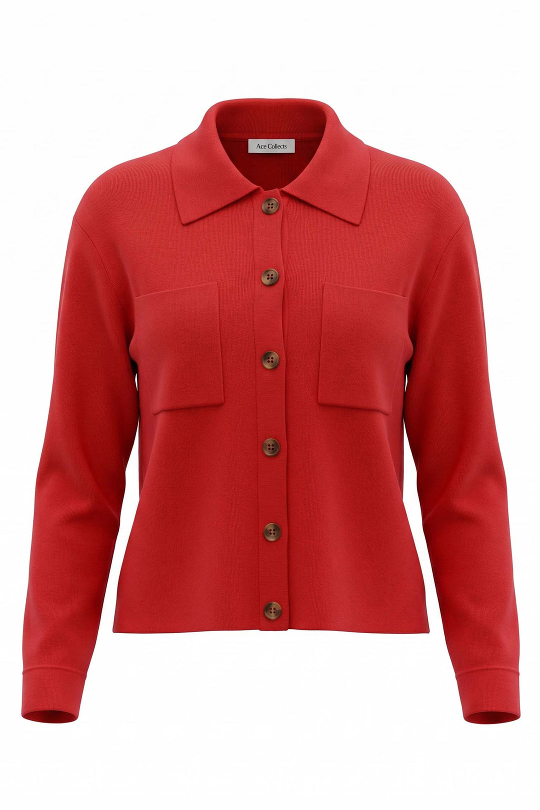 Alice Collins Ines Ruby Red Wool Cardigan 037A130, front packshot