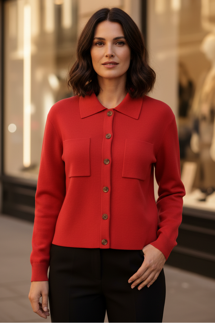 Alice Collins Ines Ruby Red Wool Cardigan 037A130