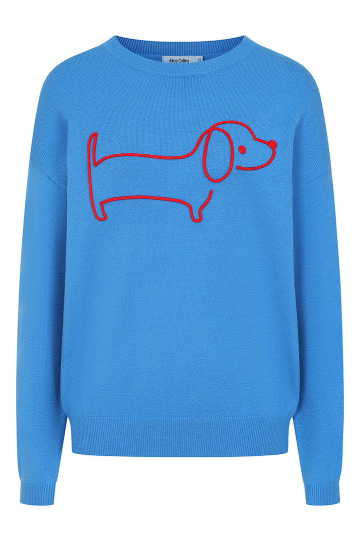 Alice Collins Jumper Sausage Dog Royal Blue 032S148 - Experience Boutique