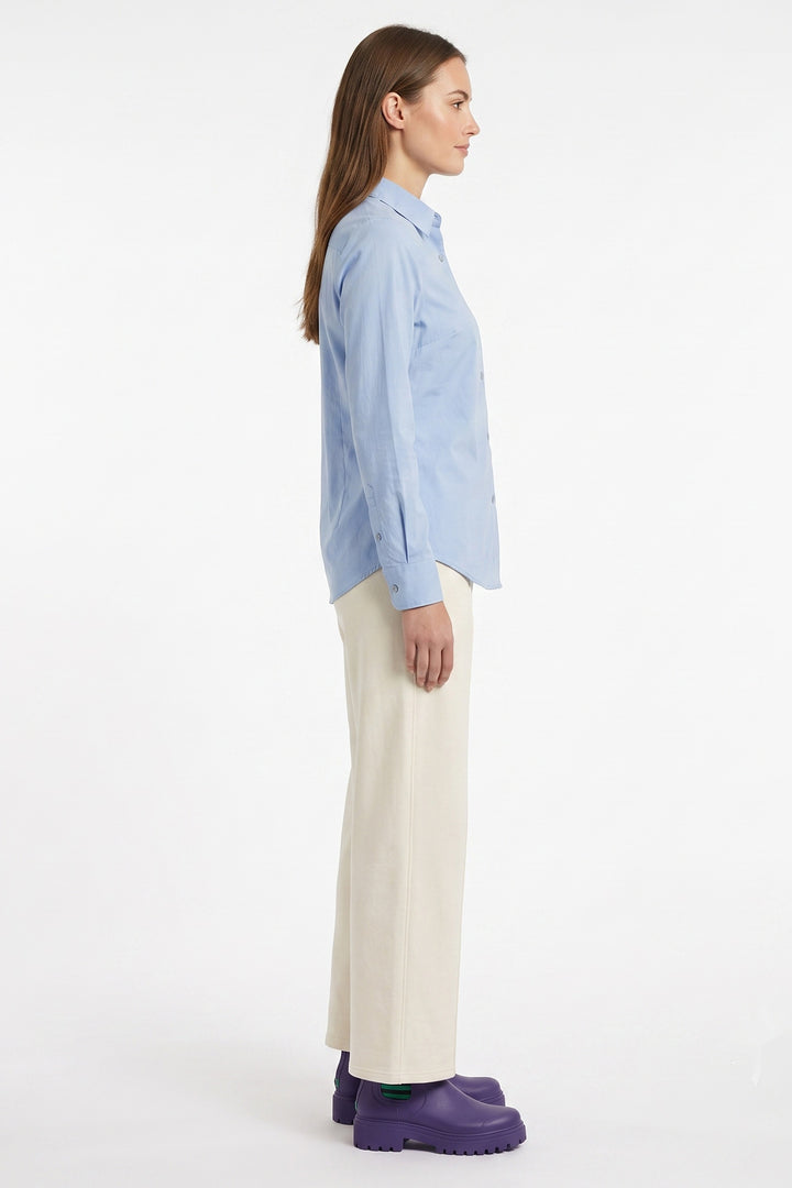 Alice Collins Kim Blue Smoke Shirt 037A318, side view worn