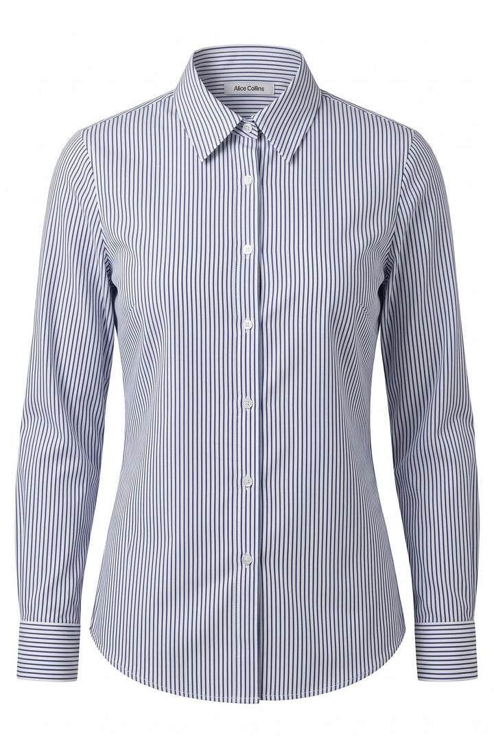 Alice Collins Kim White/Navy Striped Shirt 037A320, front packshot