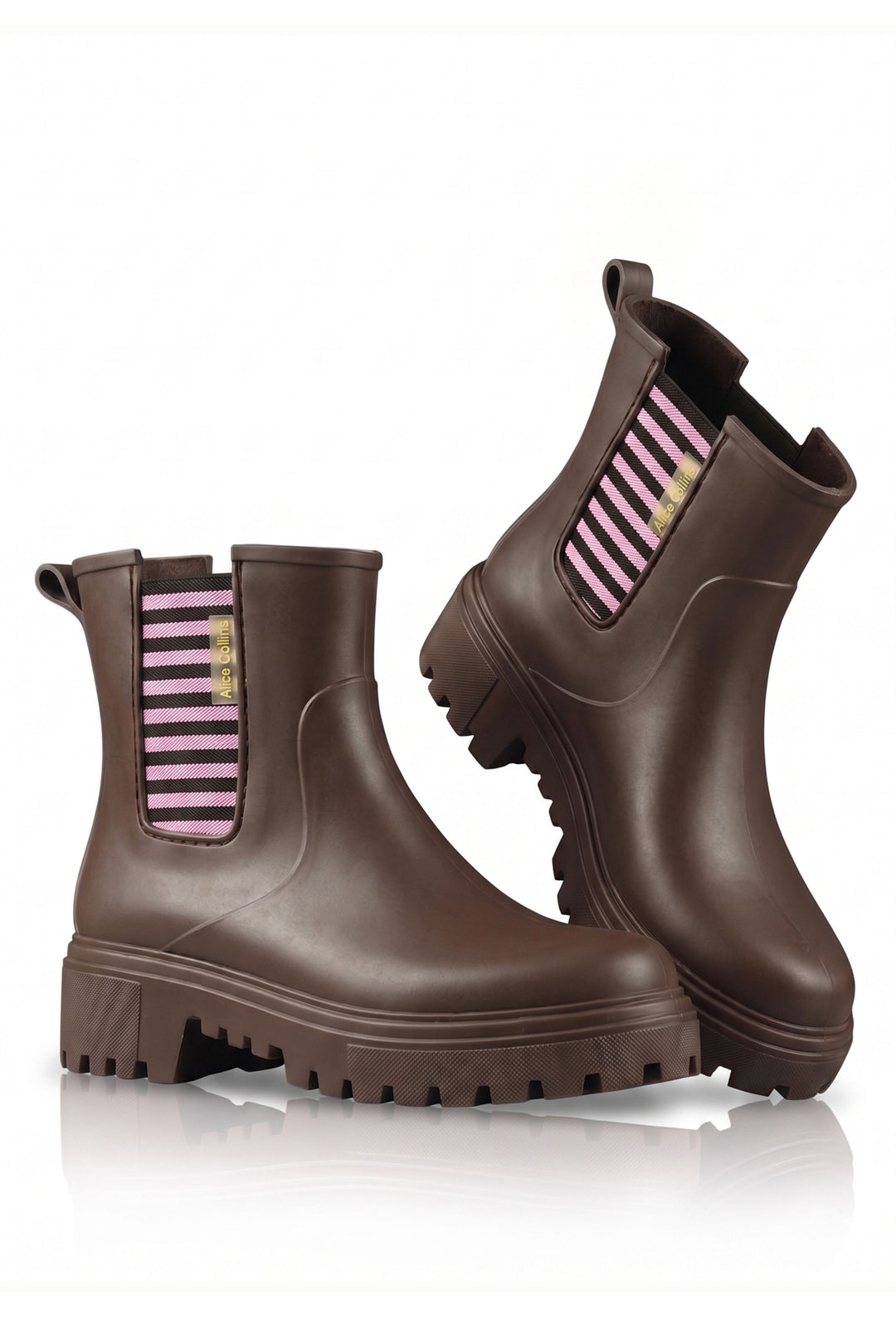 Alice Collins Mayfair Chocolate Chip Brown Boots 037A400, pair side view