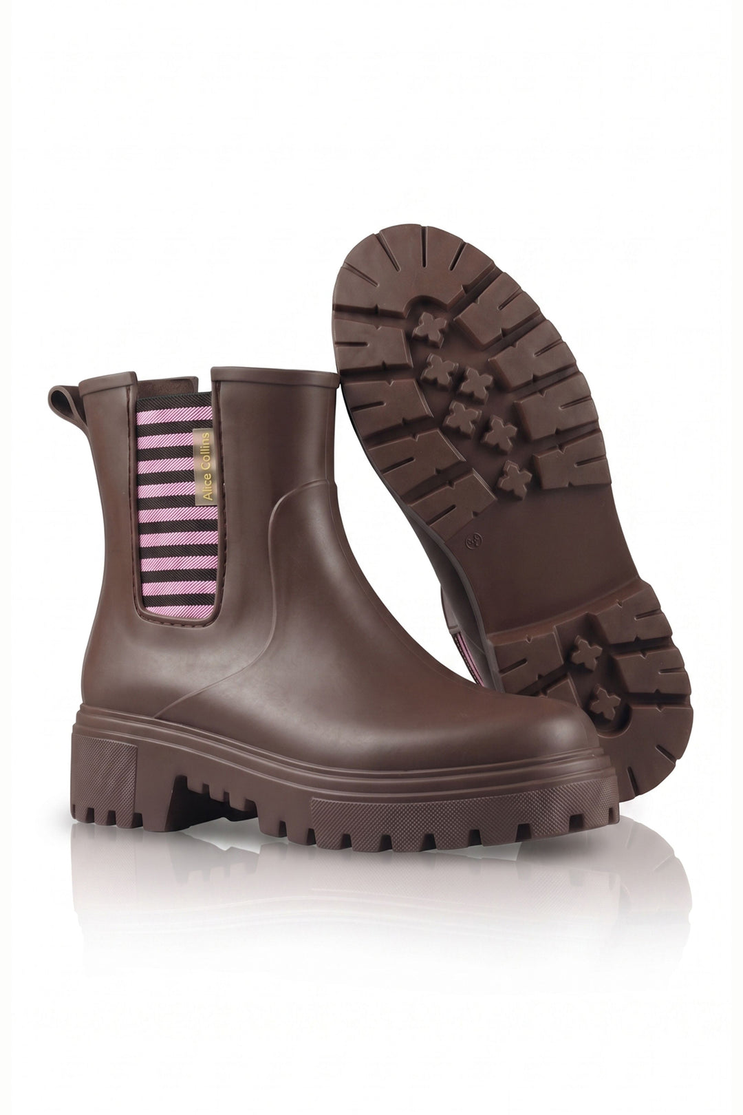 Alice Collins Mayfair Chocolate Chip Brown Boots 037A400, lug sole detail
