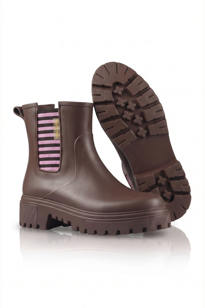 Alice Collins Mayfair Chocolate Chip Brown Boots 037A400, lug sole detail