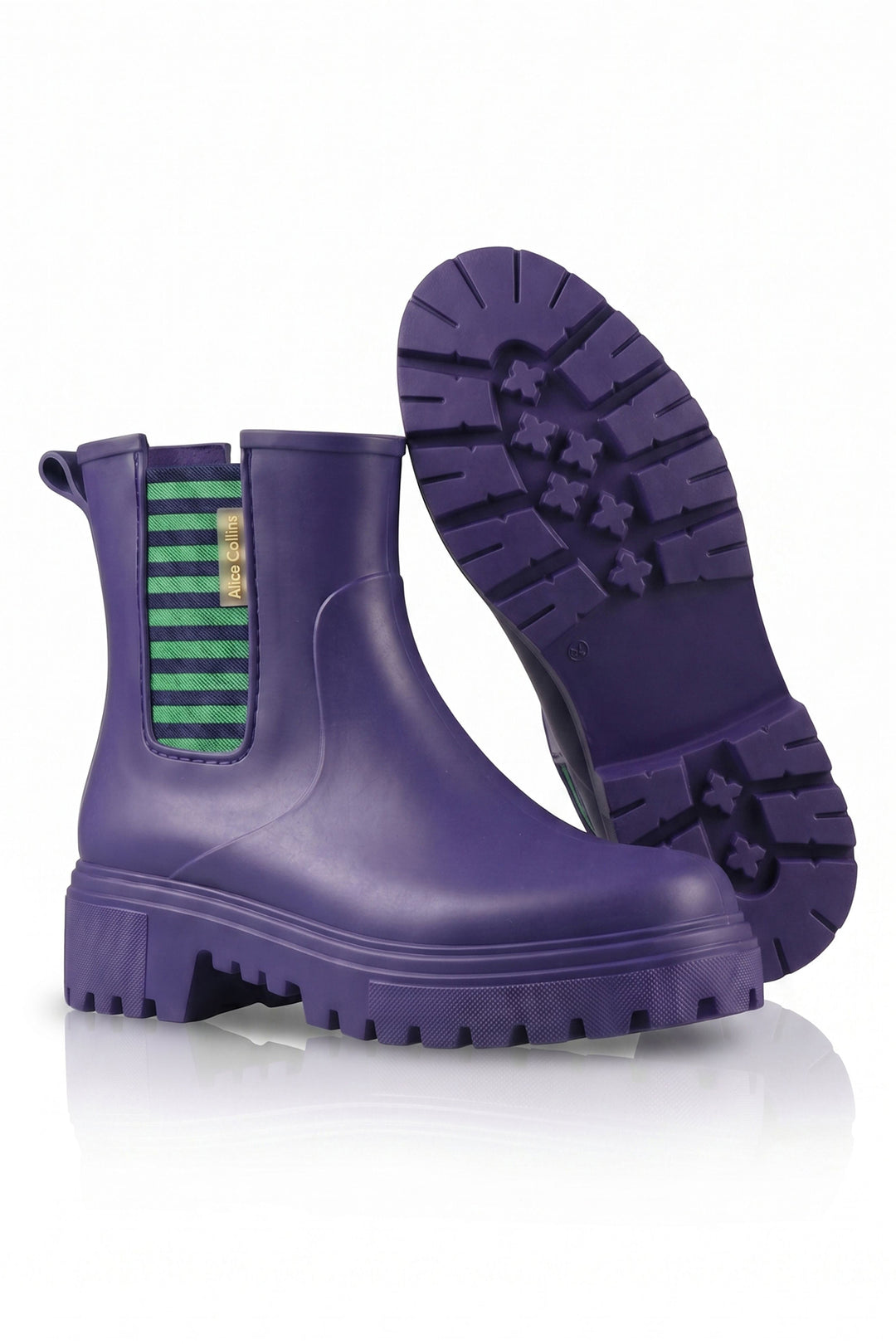 Alice Collins Mayfair Rich Navy Boots 037A400, lug sole detail