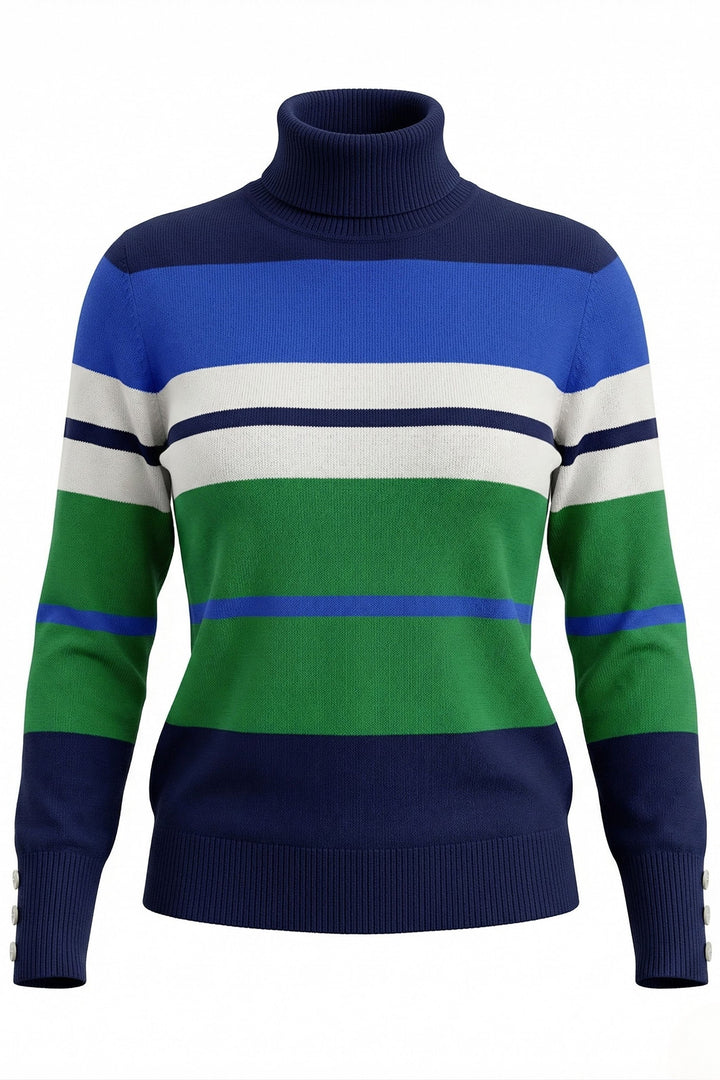 Alice Collins Nova Rich Navy Stripe Jumper 037A025, front packshot
