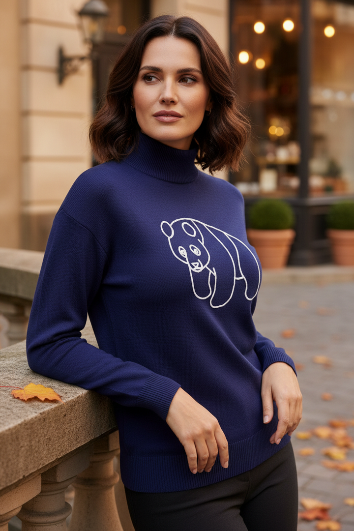 Alice Collins Panda Rich Navy Cowl Neck Jumper 037A148
