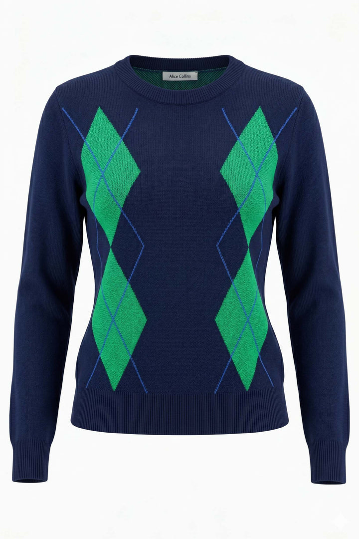 Alice Collins Sloane Rich Navy Jumper 037A041, front packshot