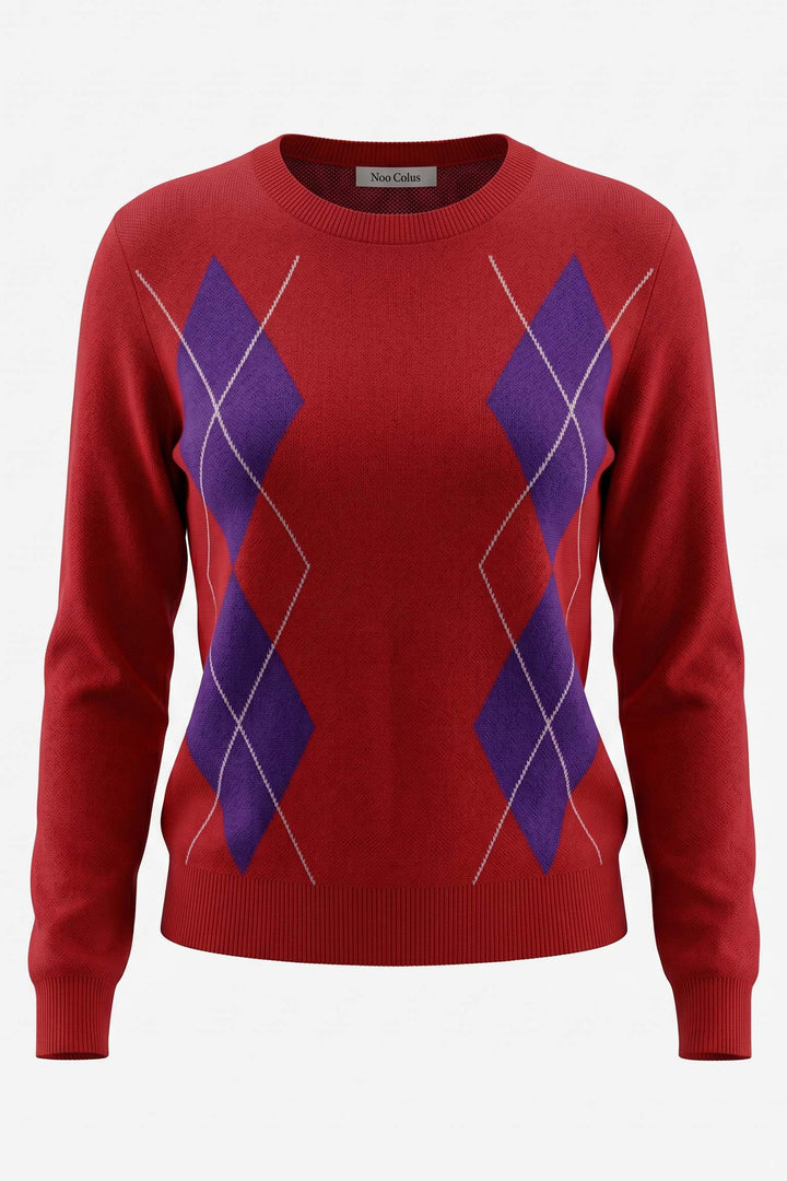 Alice Collins Sloane Ruby Red Jumper 037A041, front packshot