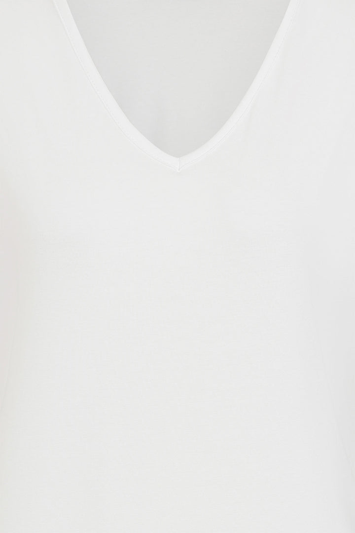 Alice Collins T-Shirt Perfect Plain V-Neck White 034S011 - Experience Boutique