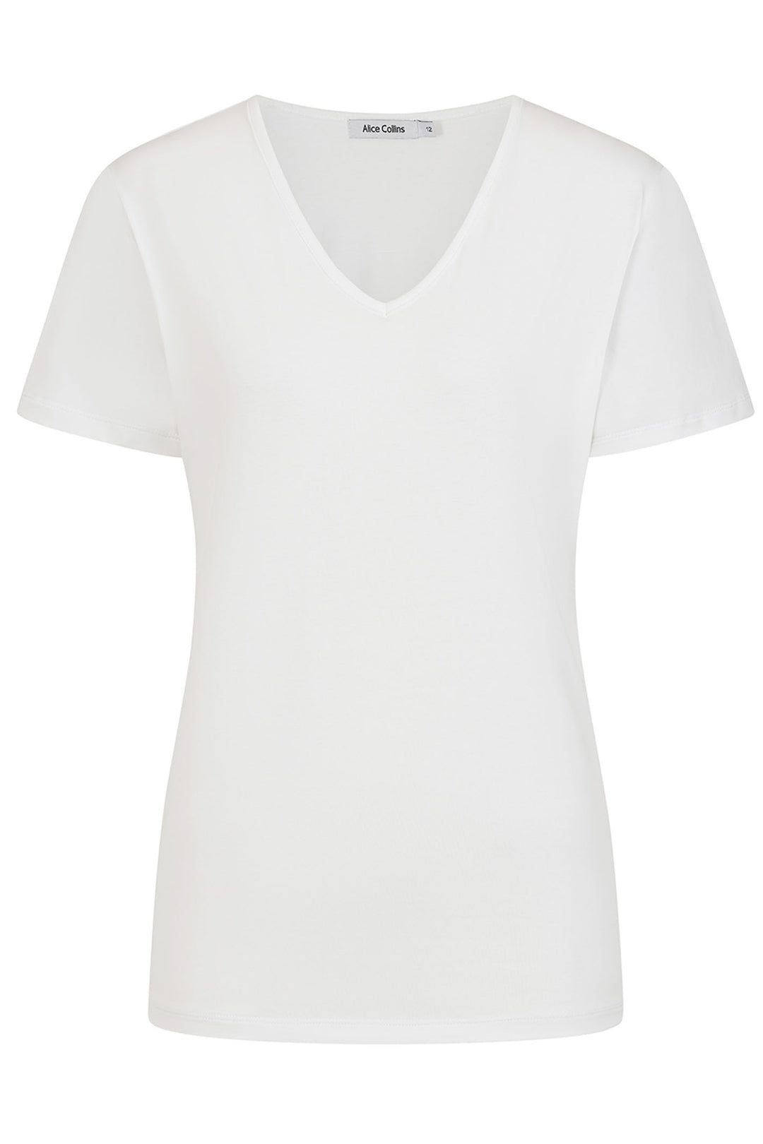 Alice Collins T-Shirt Perfect Plain V-Neck White 034S011 - Experience Boutique