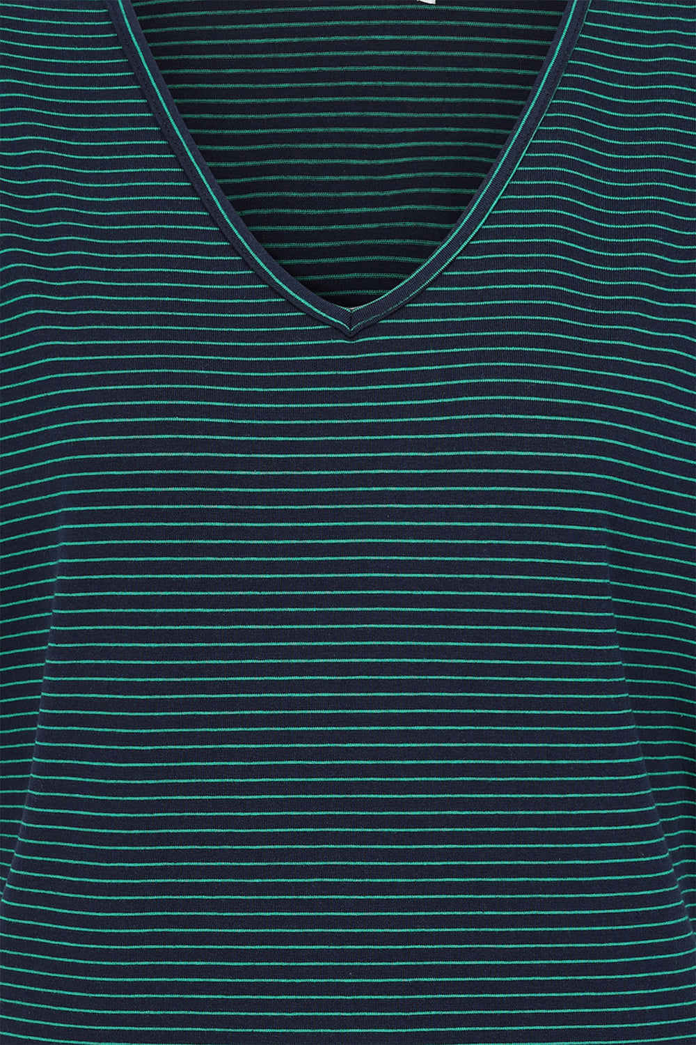 Alice Collins T-Shirt Perfect Striped V-Neck Midnight Blue Green 034S012 - Experience Boutique