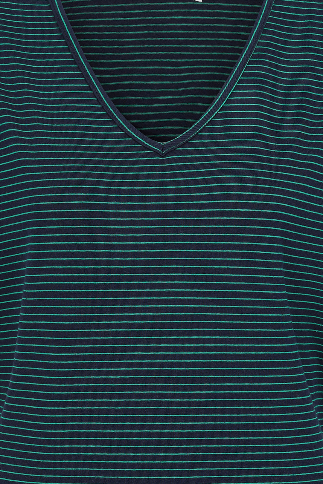 Alice Collins T-Shirt Perfect Striped V-Neck Midnight Blue Green 034S012 - Experience Boutique