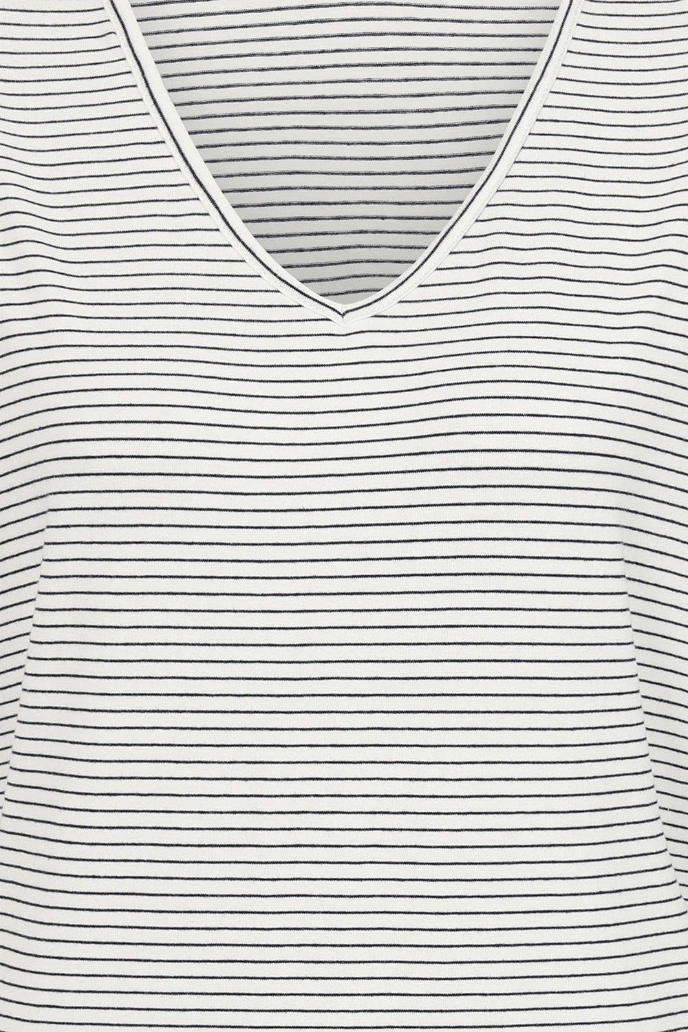 Alice Collins T-Shirt Perfect Striped V-Neck White Black 034S012 - Experience Boutique