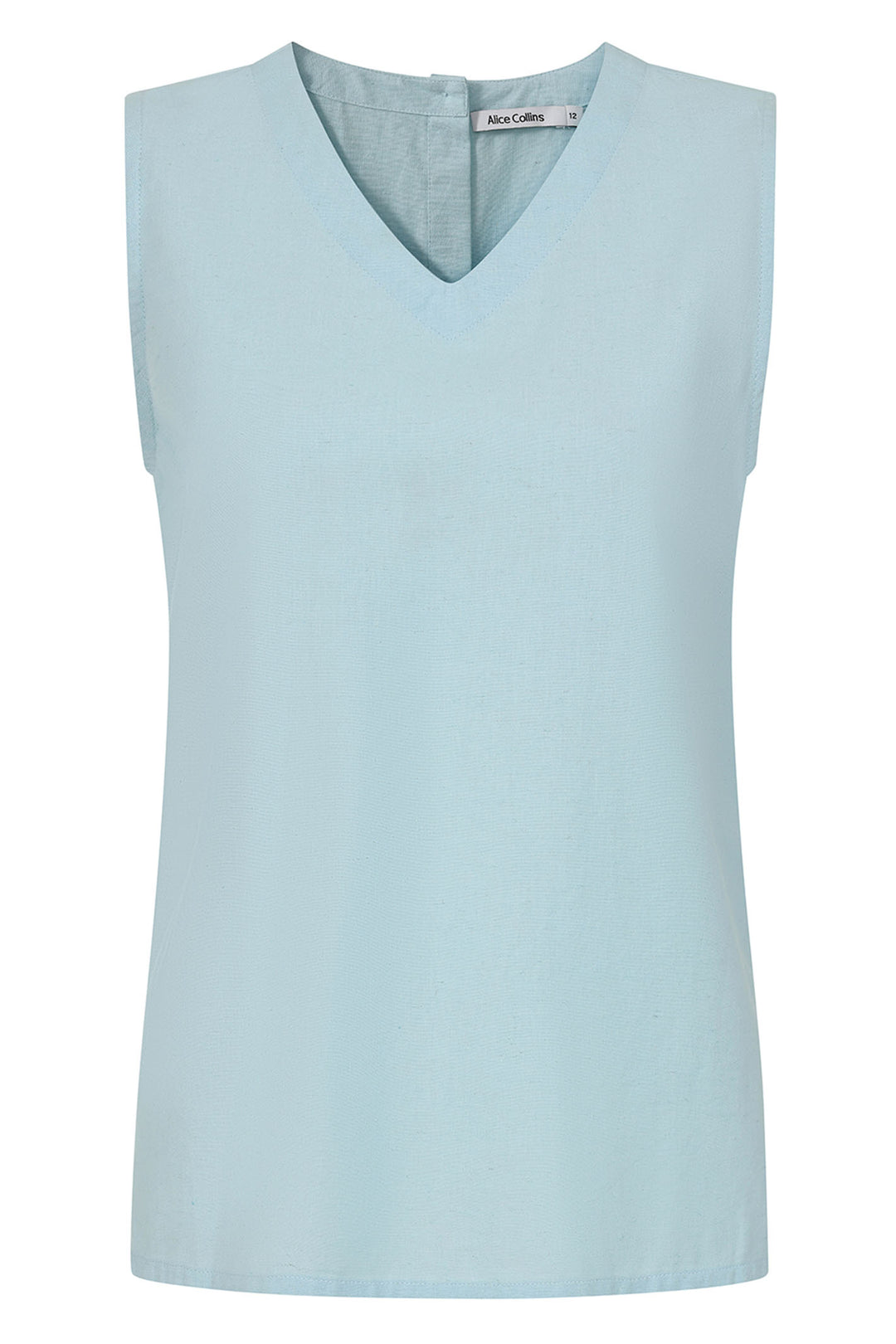 Alice Collins Top Rose Plain V-Neck Sleeveless Chalk Blue 034S314 - Experience Boutique