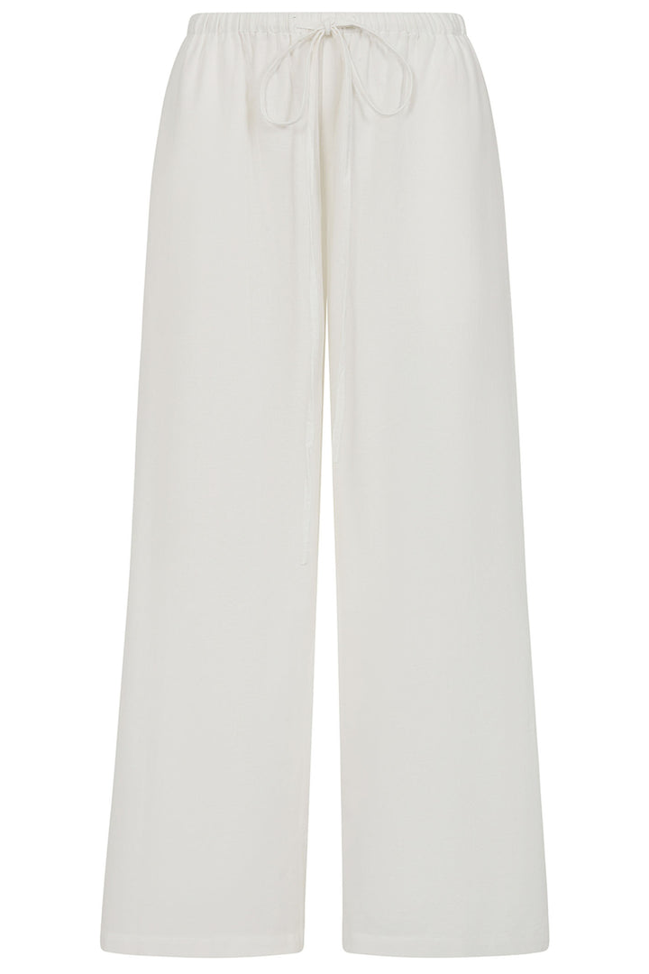 Alice Collins Trousers Rose Plain Wide Leg White 034S316 - Experience Boutique