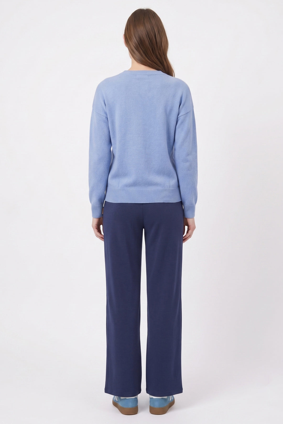 Alice Collins Verna Blue Smoke Jumper 037A282, back view worn