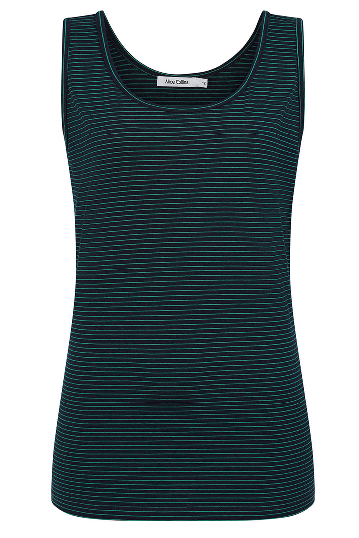 Alice Collins Vest Perfect Striped Midnight Blue Green 034S016 - Experience Boutique