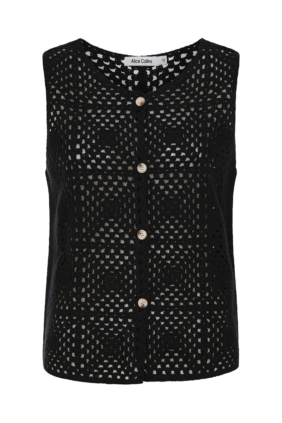 Alice Collins Waistcoat Nadia Crochet Black 034S144 - Experience Boutique