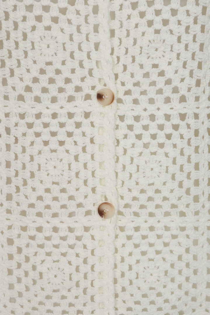 Alice Collins Waistcoat Nadia Crochet Wild Oat White 034S144 - Experience Boutique