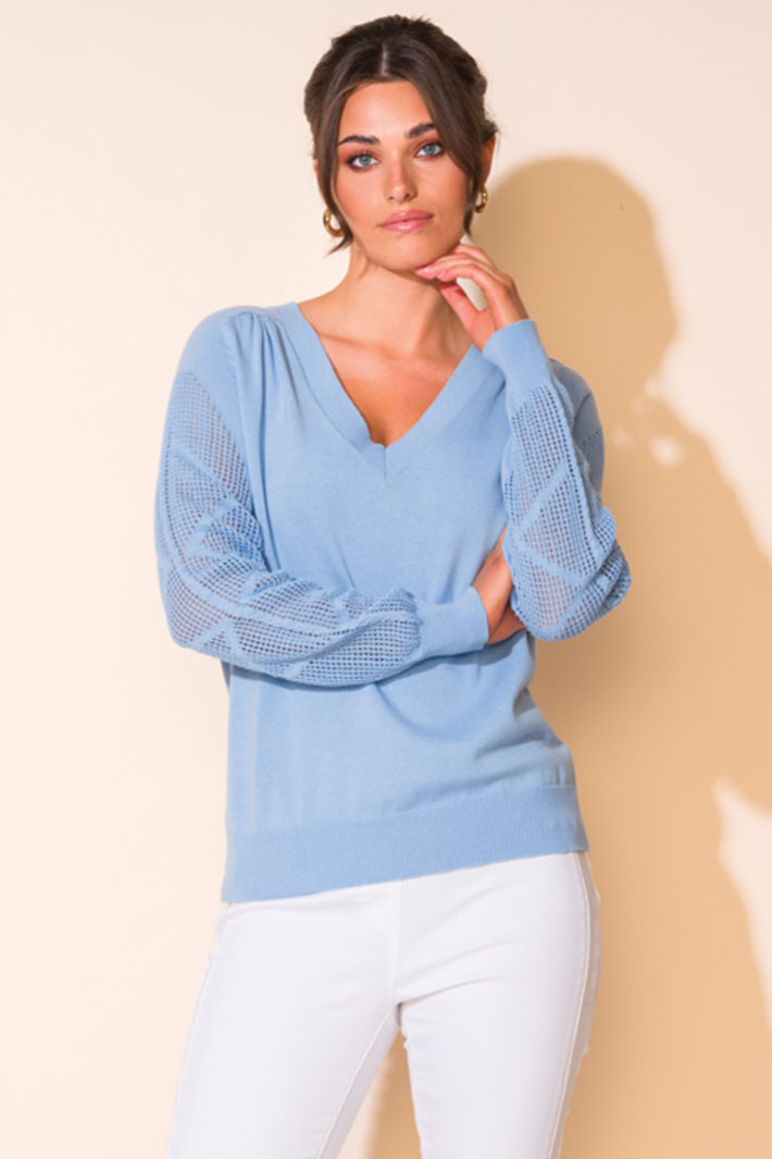 Alison Sheri 43047 Light Blue Fine Knit Jumper - Expeprience Boutique