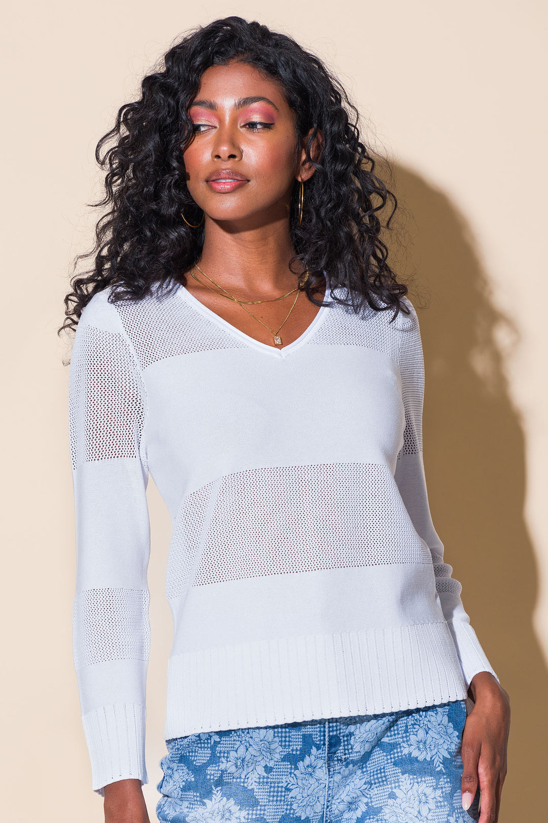 Alison Sheri 43142 White Fine Knit Jumper - Experience Boutique