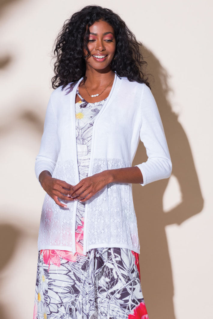 Alison Sheri 43409 White Lightweight Cardigan - Experience Boutique