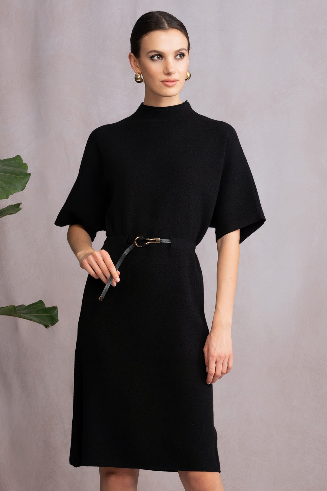 Alison Sheri A46430 Black Knitted Jumper Dress - Experience Boutique