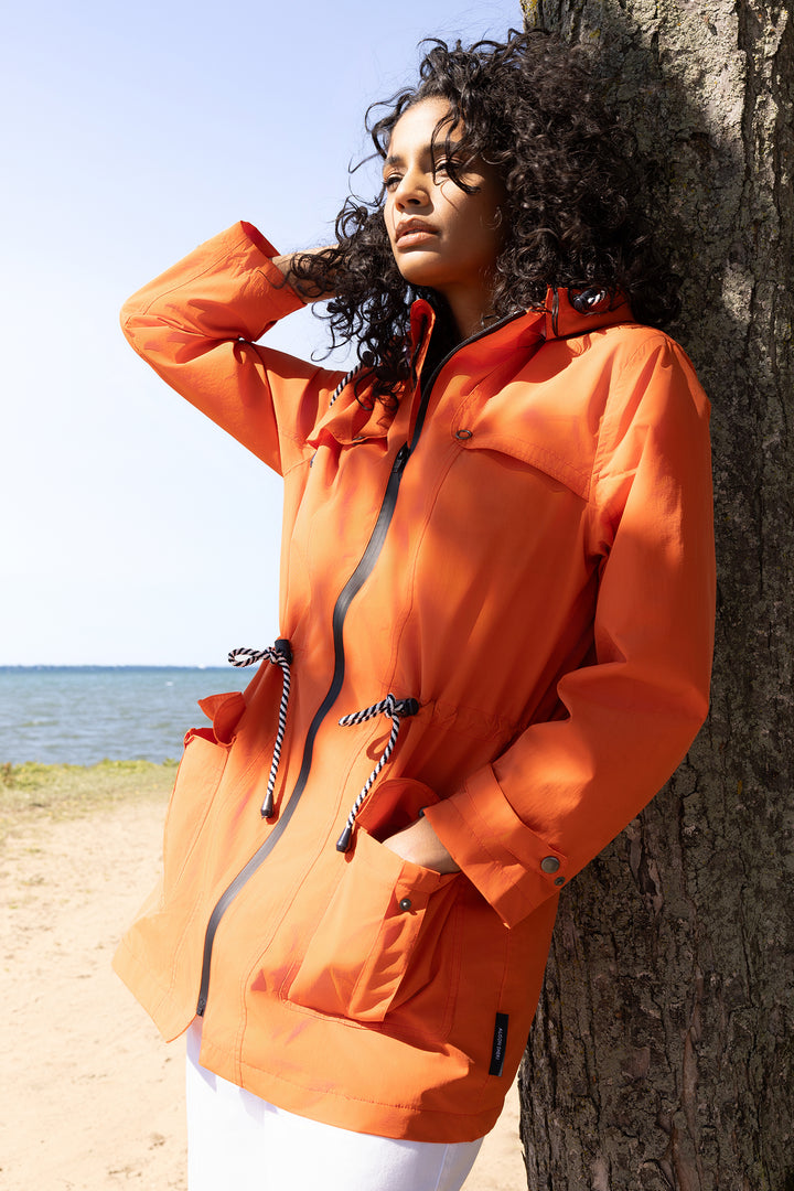 Alison Sheri A47220 Orange Hooded Raincoat