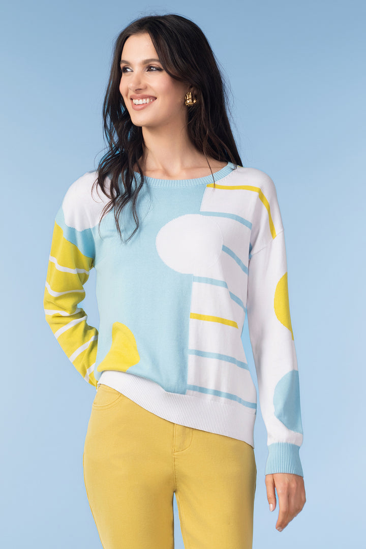 Alison Sheri A47222 Blue Combo Circle Stripe Jumper