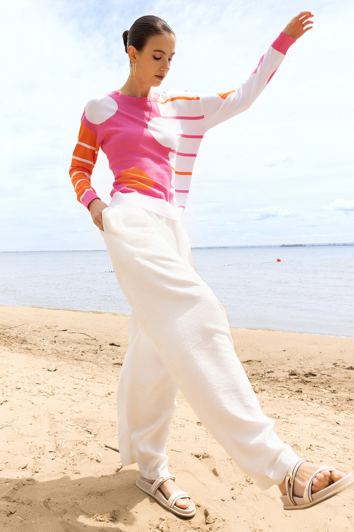 Alison Sheri A47222 Pink Combo Circle Stripe Jumper