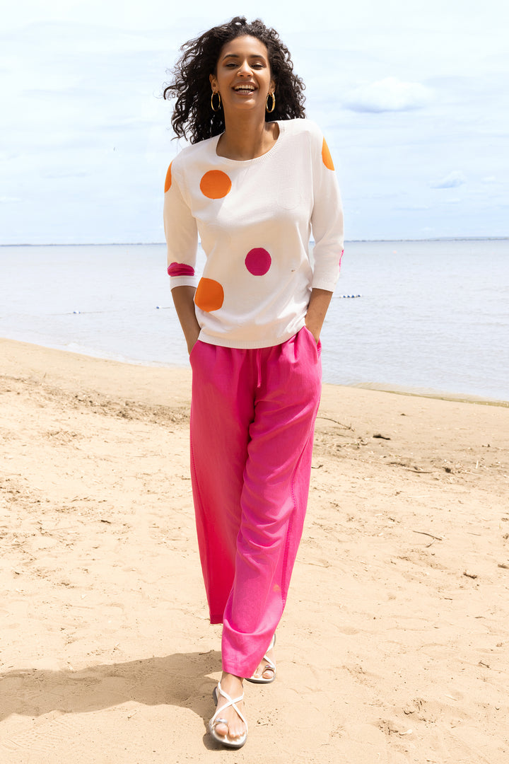 Alison Sheri A47240 White Circle Pattern Jumper