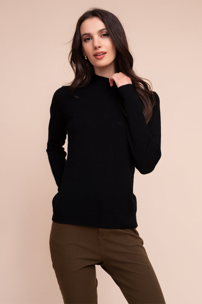 Alison Sheri YRE705 black mock turtle neck jumper at Experience Boutique