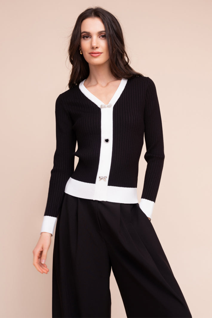 Alison Sheri A48065 black two-tone cardigan at Experience Boutique